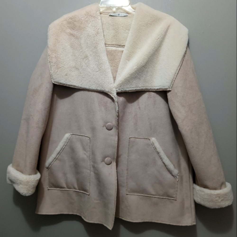 Signature Collection Faux Suede Fuzzy Jacket Size Large